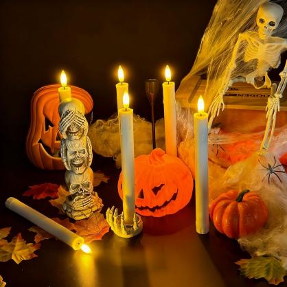 LED Flameless Taper Candles with USB Cable (6PCS Pack), 50+ Hours Lasting, Flameless Candlesticks for Festivals & Home Decoration, Rechargeable Batteries or AAA Batteries Operated Version For Your Options
