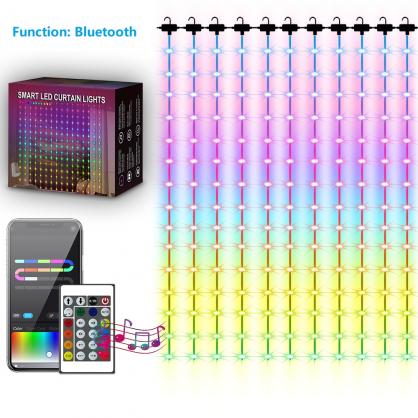IP68 Waterproof Outdoor LED Curtain Light with 24-Key Remote Controller & Smart APP Control, RGBIC 16 Million Optional Colors, Timer Function, Adjustable Brightness, Music Sync,DIY Scenes,USB Plug Connection For Power On/Off, Color Changing
