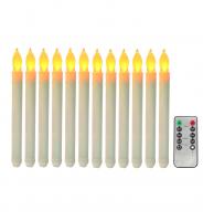 Φ1.9cm x H21.5cm LED Taper Candles Lights With Remote Control & Timer Function (12PCS Pack), Operated by 3 x AA Batteries (Not Included), Lighting up to 150 hours, Flameless Candlesticks with Flickering Flame, No fire risk and messy dripping wax