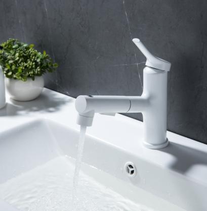 H31CM Bathroom Basin Faucet/Kitchen Sink Faucet, SUS304 Stainless Steel with Pull Down Sprayer,Single Handle Pull Out Bathroom Sink Faucet for Hot and Cold Water
