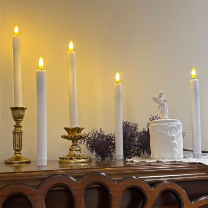 LED Flameless Taper Candles with USB Cable (6PCS Pack), 50+ Hours Lasting, Flameless Candlesticks for Festivals & Home Decoration, Rechargeable Batteries or AAA Batteries Operated Version For Your Options
