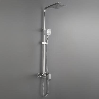 Brushed Nickel Wall Mount Shower Faucet Set (SUS304 Stainless Steel, Square Shower-head, Bathroom Rainfall Shower System, Shower Trim Kit)