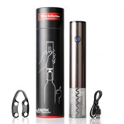 Electric Wine Bottle Opener Set (3-in-1) - Automatic Corkscrew Rechargeable Touch-Sensor Wine Bottle Opener Set with Foil Cutter Vacuum Stopper and Wine Aerator Pourer for Wine Lover