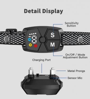 Dog Bark Collar, Rechargeable Anti Barking Training Collar with Beep Vibration Shock for Large/Medium/Small Dogs,Bark Shock Collar with 7 Adjustable Sensitivity,IP67 Waterproof,Effective & Humane