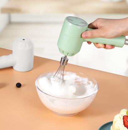 USB Rechargeable Handheld Egg Beater, Household Cordless Electric Hand Mixer with 2 Detachable Stir Whisks 4 Speed Modes,Baking At Home For Kitchen,Lightweight Portable