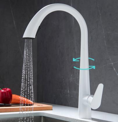 H43.5cm Kitchen Sink Faucets with Pull Down Sprayer (SUS304 Stainless Steel,3 Water Outlet Modes), Single Handle High Arc Pull Down Kitchen Faucet