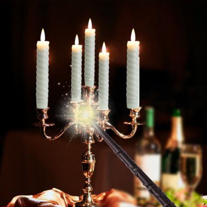 Φ2.2cm * H14.7cm Floating Candles, Threaded LED Taper Candles with Magic Wand Remote Control (12PCS Pack), Operated By 2 x AA Batteries (Battery is Included) - Lighting up to 150 hours
