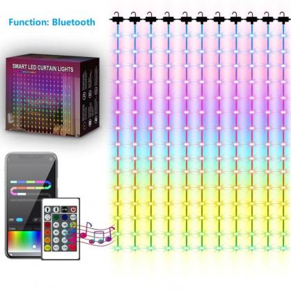 IP68 Waterproof Outdoor LED Curtain Light with 24-Key Remote Controller & Smart APP Control, RGBIC 16 Million Optional Colors, Timer Function, Adjustable Brightness, Music Sync,DIY Scenes,USB Plug Connection For Power On/Off, Color Changing