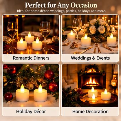 Inductive Rechargeable LED Tealight Candles (12PCS Set) - Flameless Electronic Candle Lights with 8-keys Timer Remote Controller