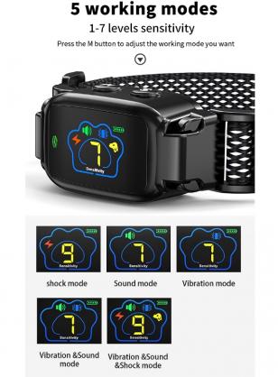 Bark Collar- Smart Dog Bark Collar for Small Medium Large Dogs(15-110lbs), Rechargeable Anti Bark Training Collar with 7 Adjustable Sensitivity, Barking Collar with Beep Vibration Harmless Shock