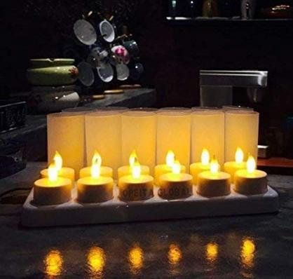 Rechargeable LED Candle TeaLight (Set of 12) - Flameless LED Candle Lights - Flickering Amber,Battery Operated/Powered Candles,No Wax No Mess, No Fire Risk, Windproof, Portable
