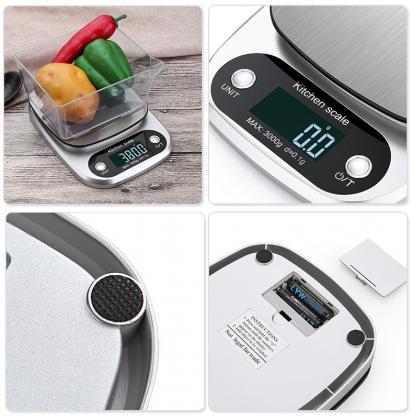 Digital Kitchen Scale - High Accuracy Precision Food Scale with 9 Units(g/oz/ml/lb/lb:oz/gn/ozt/DWT/ct) - Meat Scale with Back-Lit LCD Display