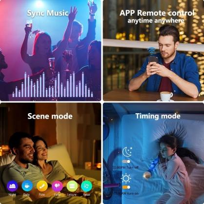 30W LED Smart Ceiling Light Fixture with Remote Control, WIFI Bluetooth RGBIC+CCT Function, 2700K-6500K, Diameter 30cm Modern Ultra-Thin Round Ceiling Light for Bedroom Kitchen Living Room Hallway