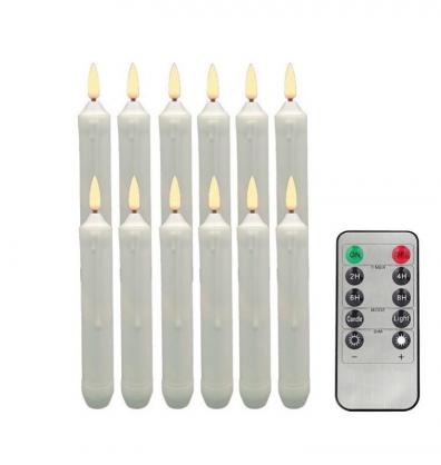 Φ2.1cm * H15.5cm Battery Operated LED Taper Candles Lights (12PCS Pack), 2 x AA Batteries Operated (Not Included), Flameless Flickering Flame