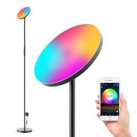 24W Smart RGB LED Floor Lamp Works with Alexa Google Home, WiFi Remote Modern Tall Standing Light, 2000LM Super Bright Color Changing & Dimmable Sky Torchiere for Living Room, Bedroom (Black)