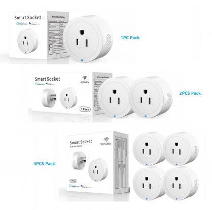 US Wifi & Bluetooth Smart Plug,Smart Home Outlet Compatible with Alexa Google Assistant for Voice Control, Remote Control, Timer, Mini Smart Outlet WiFi Socket, No Hub Required