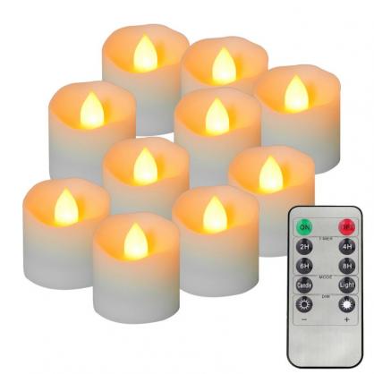 Φ3.6cm * H4.5cm LED Tea Light Candles with Remote Control & Timer function (12PCS Pack) - Operated By CR2450 Button Battery (Battery is Included) - Lighting up to 200 hours;