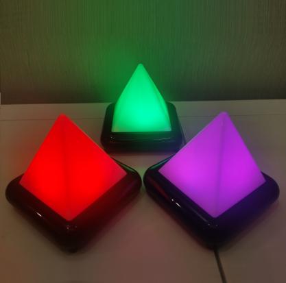 LED Pyramid Mood Light - Battery Operated/Powered (Not Included In Package) - 9 Lighting Models of Glow Morphing/Color Changing or Solid Colors