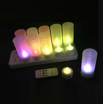 Remote Control Rechargeable LED Candle Tea Lights (Set of 12) - RGB Rainbow Color Changing, Flameless LED Candle Lights - Vivid Flickering Like Real Candles,Battery Operated/Powered Cand