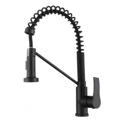 H66cm Kitchen Faucet with Pull Down Sprayer, Two Water Outlet Modes, Spring Single Handle Faucet for Kitchen Sink, 360-degree Rotation, SUS304 Food Grade Stainless Steel, Brushed Nickel