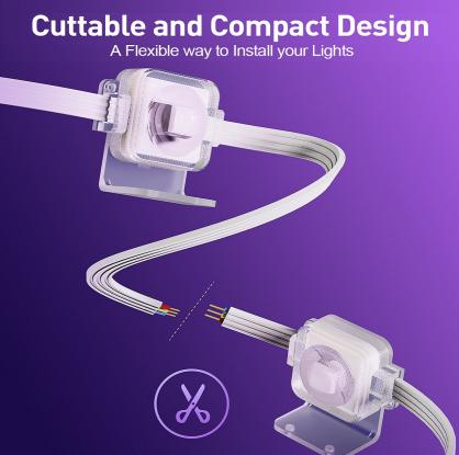 LED Smart String Downlights (Indoor Use), LED String Lights Works with Alexa, RGBIC Color Changing Indoor Wall Light Fixture for Party, Music Sync