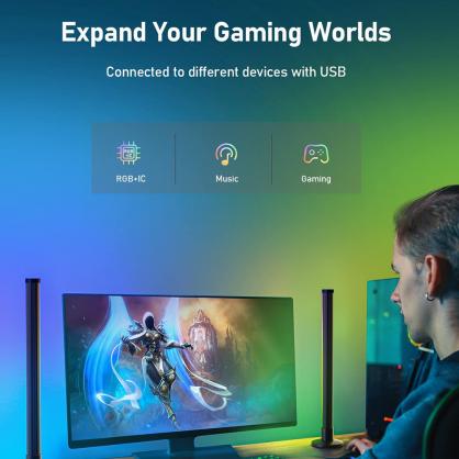 RGBIC LED Light Bars, 15 Inches TV Backlight with Double Light Beads, Smart Light Bars with Multiple Placement Options Suitable for 45-70 inch TVs (Optional