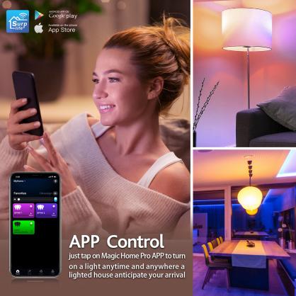 E26/E27 WiFi Bluetooth Smart LED Bulbs (including 28-key Remote Controller), APP Control RGB+CCT Dimmable & Color Changing, Compatible with Alexa Google Home, 800 Lumens,Energy Saving Equivalent to 60W traditional Bulb