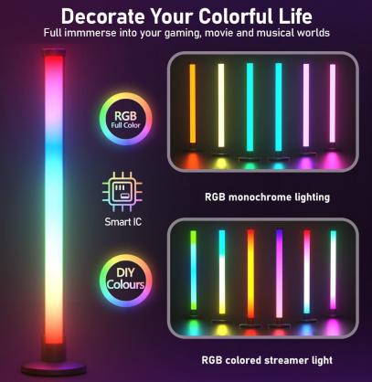 RGBIC LED Light Bars, 15 Inches TV Backlight with Double Light Beads, Smart Light Bars with Multiple Placement Options Suitable for 45-70 inch TVs (Optional