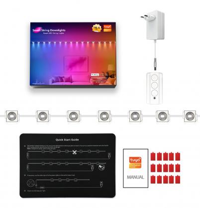 LED Smart String Downlights (Indoor Use), LED String Lights Works with Alexa, RGBIC Color Changing Indoor Wall Light Fixture for Party, Music Sync