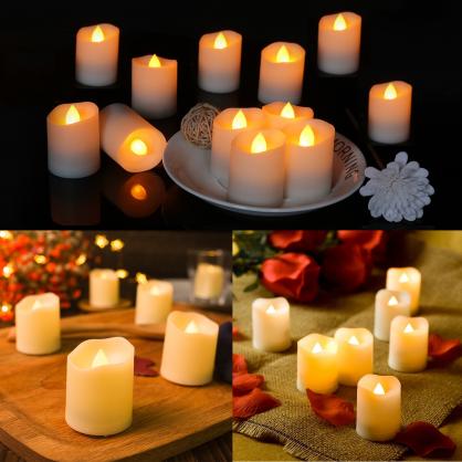 Φ3.6cm * H4.5cm LED Tea Light Candles with Remote Control & Timer function (12PCS Pack) - Operated By CR2450 Button Battery (Battery is Included) - Lighting up to 200 hours;