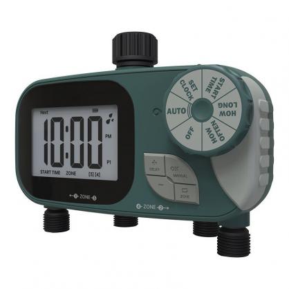 4 outlets Watering hose timer, sprinkler timer, garden faucet irrigation timer controller, programmable automatic watering system/manual/rain delayed watering timer, IP54 waterproof