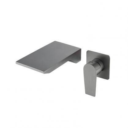 SUS304 Stainless Steel Wall Mounted Bathtub/Washbasin Faucet with waterfall effect wide water outlet, Single Handle for Hot and Cold Water Adjustment