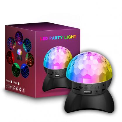 LED Party Lights with Bluetooth Speaker RGB Stage Lights, Disco Ball Light, USB Cable Charge, Portable Crystal DJ Strobe Light for Xmas KTV Club Pub Show Home Theater