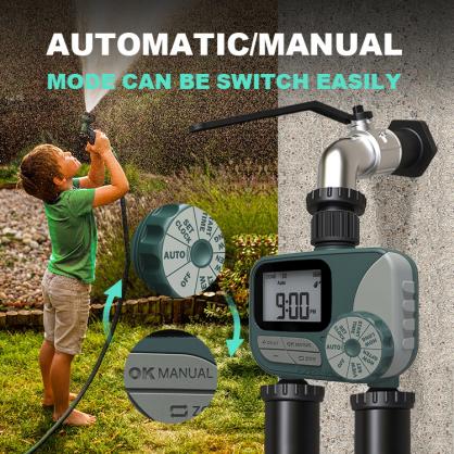 Watering hose timer, sprinkler timer, garden faucet irrigation timer controller, programmable automatic watering system/manual/rain delayed watering timer, IP54 waterproof