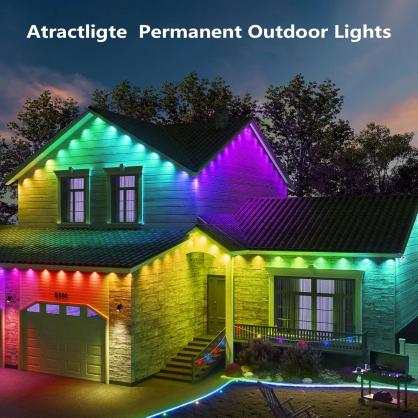 LED Permanent Eaves Light (IP68 Waterproof,Outdoor Use) with 24-key Remote Controller & Smart APP Bluetooth & WIFI Control,RGBIC 16 Million Optional Colors,Voice Control, Adjustable Brightness, Music Sync,DIY Scenes