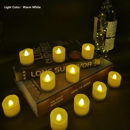 Φ3.6cm * H3.7cm LED Tea Light Candles with Timer function (12PCS Pack) - Operated By CR2032 Button Battery (Battery is Included) - Lighting up to 90 hours