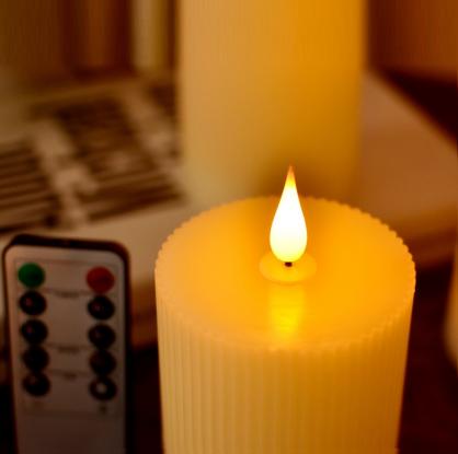 Φ7.5cm LED Flameless Wax Candles (3PCS SET) - Battery Operated Electric LED Pillar Candles with Remote Control Cycling 24 Hours Timer - Real Wax, 3D Wick, Realistic Flickering, Vivid Christmas/Festival/Party Decorative Candle Sets