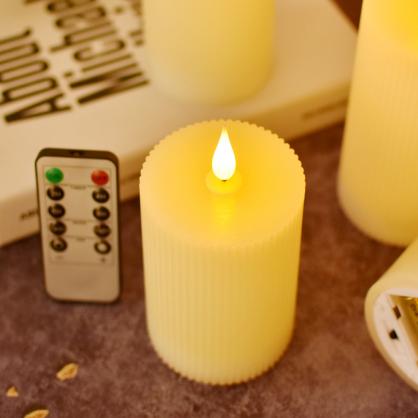 Φ7.5cm LED Flameless Wax Candles (3PCS SET) - Battery Operated Electric LED Pillar Candles with Remote Control Cycling 24 Hours Timer - Real Wax, 3D Wick, Realistic Flickering, Vivid Christmas/Festival/Party Decorative Candle Sets