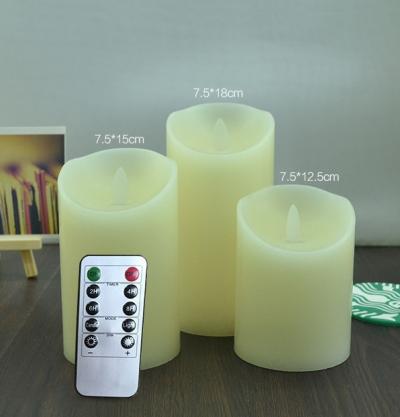 Φ7.5cm LED Flameless Wax Candles (3PCS SET) - Battery Operated Electric LED Pillar Candles with Remote Control Cycling 24 Hours Timer - Real Wax, 3D Wick, Realistic Flickering, Vivid Christmas/Festival/Party Decorative Candle Sets