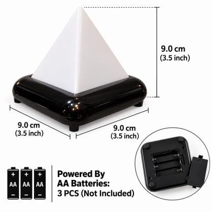 LED Pyramid Mood Light - Battery Operated/Powered (Not Included In Package) - 9 Lighting Models of Glow Morphing/Color Changing or Solid Colors