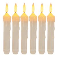 Φ2.0cm * H15.8cm LED Taper Candles Lights (Optional 6PCS/12PCS Pack), 2 x AA Batteries Operated (Not Included), Flameless Candlesticks with Flickering Flame, Lighting up to 150 hours, No fire risk and messy dripping wax or stained tablecloths, Safe for Kids & Pets, Idea Decoration for home parties, Halloween, Christmas, Wedding etc.