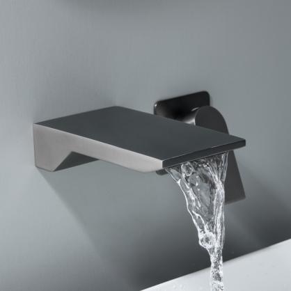 SUS304 Stainless Steel Wall Mounted Bathtub/Washbasin Faucet with waterfall effect wide water outlet, Single Handle for Hot and Cold Water Adjustment