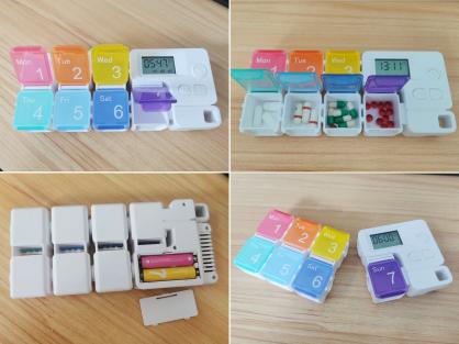 7-Grid Electronic Pill Dispensers, Electronic Pill Boxes, Digital Pill Organizer, Electronic Pill Organizers, Weekly Pill Box with AM/PM Automatic Alarm Reminder, Portable 7-Day Travel Pill Dispenser