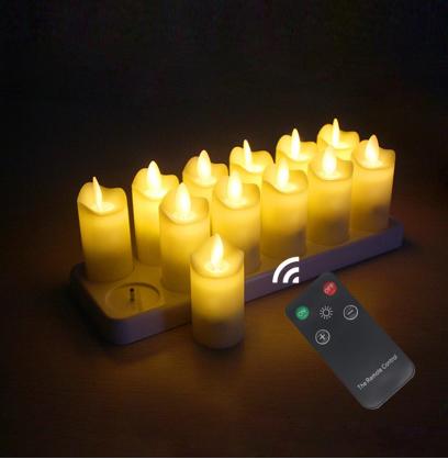 LED Rechargeable Candles Set with remote control function (12PCS Set), 12+ Hours Lasting, Flickering like a real candles, flameless led tea lights