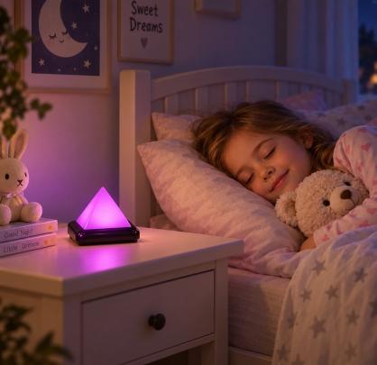 LED Pyramid Mood Light - Battery Operated/Powered (Not Included In Package) - 9 Lighting Models of Glow Morphing/Color Changing or Solid Colors