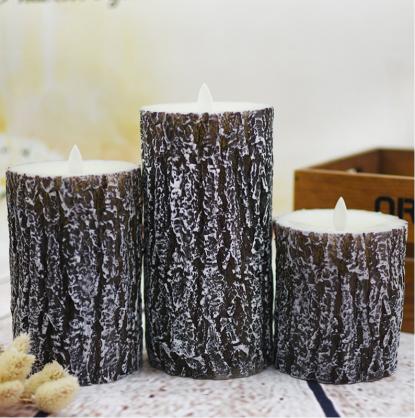 Φ7.5cm LED Flameless Candles (3PCS SET) - Battery Operated Electric LED Pillar Candles with Remote Control Cycling 24 Hours Timer - Pine Effect, Real Wax, 3D Wick, Realistic Flickering, Vivid Christmas/Festival/Party Decorative Candle Sets