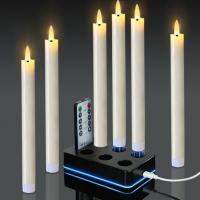 LED Rechargeable Taper Candle Lights with charging base and remote control function (6pcs Set) LED Rechargeable Taper Candle Lights with charging base and remote control function (6pcs Set)