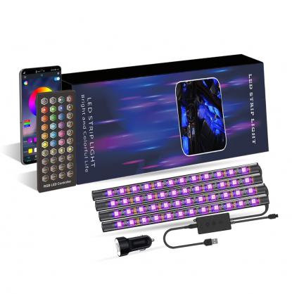 LED Car Light Strip, Inner Decorative Mood Light, RGB atmosphere light strip,Sound Active, Music Mode, 16 millions optional colors with Bluetooth Wireless Remote Control for Car Van SUV Truck