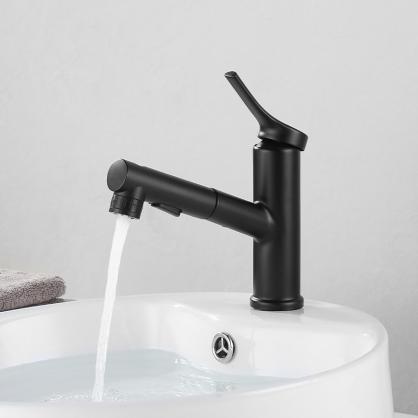H31CM Bathroom Basin Faucet/Kitchen Sink Faucet, SUS304 Stainless Steel with Pull Down Sprayer,Single Handle Pull Out Bathroom Sink Faucet for Hot and Cold Water