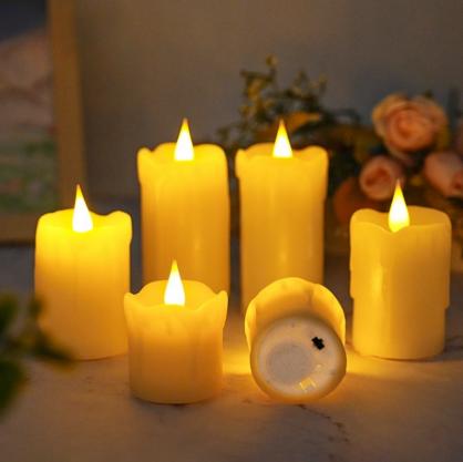 Φ5.0cm Battery Operated Electronic LED WAX Tealight Candle Set (6 Pack)